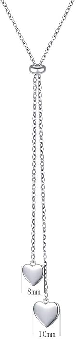 YinShan Long Chain Dainty Necklace Simple Style 925 Sterling Silver Heart Pearl Star Pendant Adjustable Y Shaped Necklace Jewelry for Women