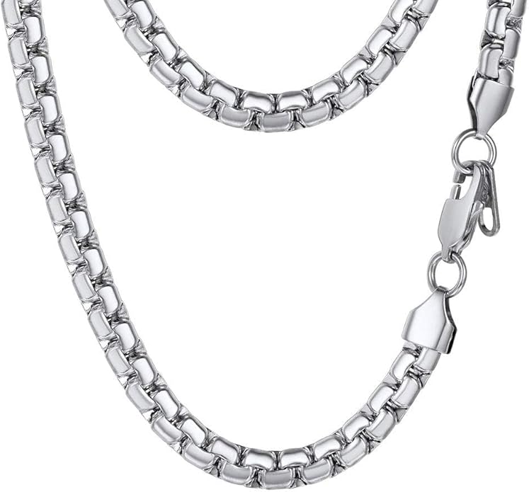 PROSTEEL Stylish Stainless Steel Round Link Chain Necklace for Men, 2mm/4mm/6mm/8mm. Silver/Gold/Black Tone, Hypoallergenic Jewelry, 14"-30", Come with Box