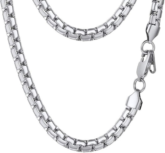 PROSTEEL Stylish Stainless Steel Round Link Chain Necklace for Men, 2mm/4mm/6mm/8mm. Silver/Gold/Black Tone, Hypoallergenic Jewelry, 14"-30", Come with Box