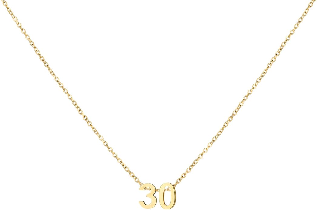 Number Necklace for Women Dainty 18K Gold Plated Pendant Necklace Charm Birth Month Personalized Jewelry Birthday Gift