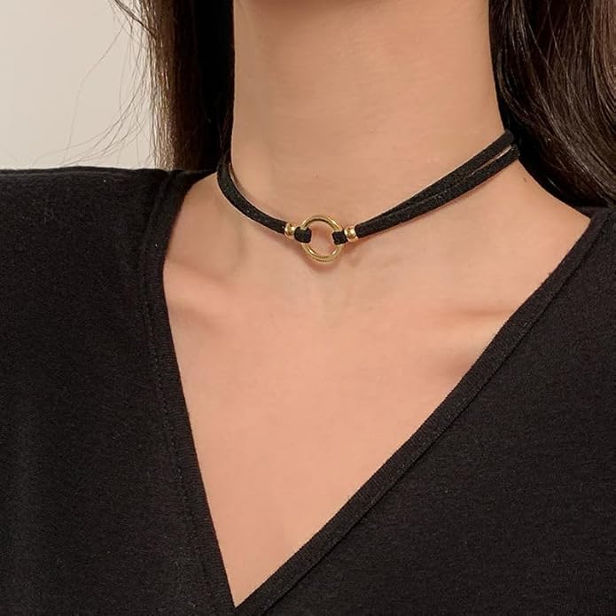 Black Choker Necklaces for Women 90s Red Black Velvet Choker Necklace Thick Thin Chocker Tube Heart Circle Choker Necklace Lace Tatto Collar Necklace Goth Choker Jewelry