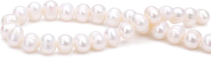 BEADIA Natural Pearl Beads Potato 6-7mm White Freshwater Cultured Loose Gemstone Beads for DIY Jewelry Making 13.8''/Strand
