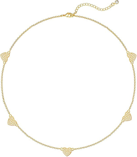 Zeffy Dainty Gold Heart Necklace for Women Trendy 14K Gold/Silver Plate Cute Heart Pendant Choker Necklaces Gold Love Heart Chain Necklace for Women Dainty Gold Jewelry Gifts for Women