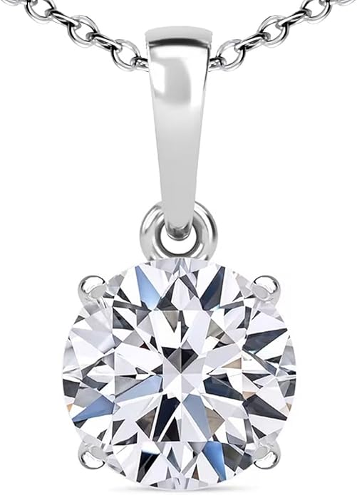 IGI Certified 0.5–4 Carat Lab Grown Diamond Solitaire Pendant Necklace (E-F Color VS Clarity) Solid 14K Gold / Platinum / Sterling Silver 20" Chain Anniversary Jewelry for Women Gifts