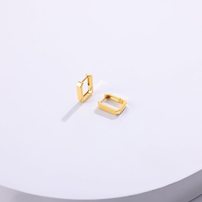 Gacimy Gold Huggie Hoop Earrings for Women 14k Gold Plated, Small Hoop Earrings for Women, 1/2 Inch Yellow Color Earrings for Women