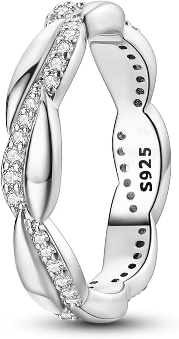NARMO 925 Sterling Silver Rings for Women Evil Eyes Rings Entwined Line Cubic Zirconia Rings Simple Stackable Finger Rings Engagement Ring Personality Rings Size 6-9