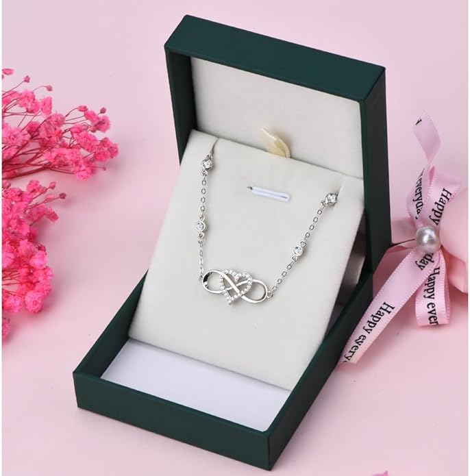 S925 Sterling Silver Ankle Bracelet for Women,Infinity Anklet with Heart Design Charm Jewelry Mother's Day Gifts for Women Mother