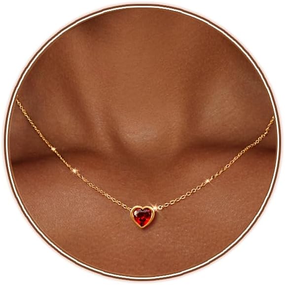 Zeffy Dainty Gold Heart Necklace for Women Trendy 14K Gold/Silver Plate Cute Heart Pendant Choker Necklaces Gold Love Heart Chain Necklace for Women Dainty Gold Jewelry Gifts for Women