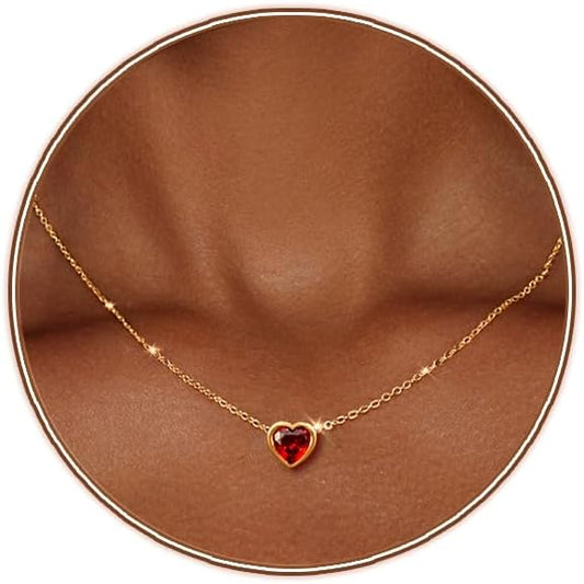 Zeffy Dainty Gold Heart Necklace for Women Trendy 14K Gold/Silver Plate Cute Heart Pendant Choker Necklaces Gold Love Heart Chain Necklace for Women Dainty Gold Jewelry Gifts for Women