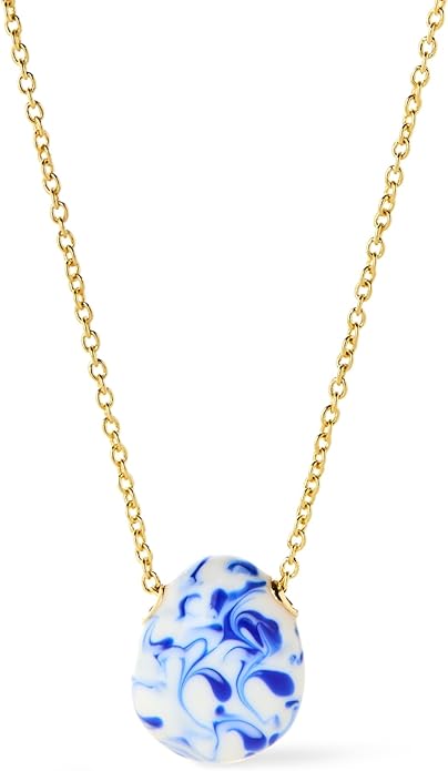 Ana Luisa Pebble Pendant Necklace for Women - 14K Gold Plated and Silver Rhodium Plated Trendy Small & Mini Teardrop Necklace with Lobster Clasp - Hypoallergenic, Water-Resistant, Tarnish-Free Jewelry