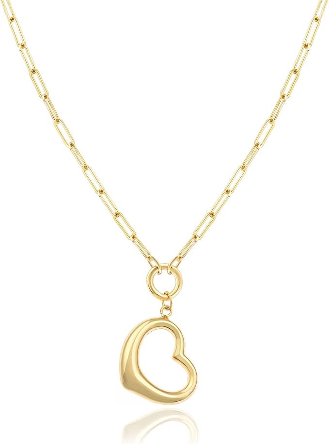 Jewelry Atelier Gold Filled Pendant Necklace Collection - 14K Yellow Gold Filled Pendant Necklace with Solid Clip Chain for Women (Different Sizes and Styles with Extension/Adjustable Chain)