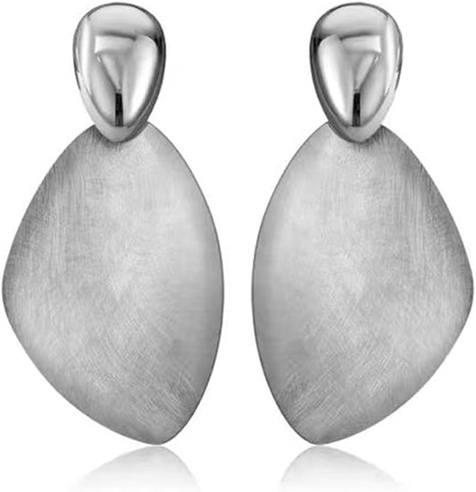 Hefanny Large Hammered Teardrop Dangle Earrings Geometric Chunky Flower Earrings Women's Trendy Statement Jewelry Multiple Styles