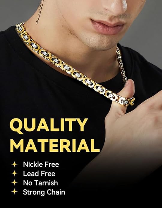 ChainsHouse Flat Byzantine Link Necklace for Men 6mm/8mm/10mm Width, 18K Gold Plated/Stainless Steel Black Byzantine Chain Necklaces, 18" 20" 22" 24" 26" 28" 30" Length, with Gift Box