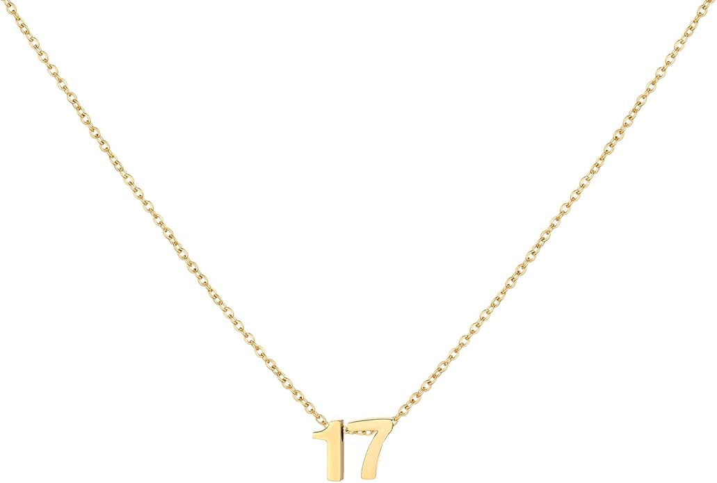 Number Necklace for Women Dainty 18K Gold Plated Pendant Necklace Charm Birth Month Personalized Jewelry Birthday Gift