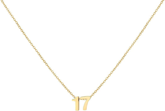 Number Necklace for Women Dainty 18K Gold Plated Pendant Necklace Charm Birth Month Personalized Jewelry Birthday Gift
