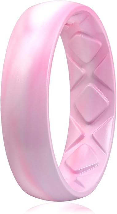 Egnaro Women's Bridal Rings Sets, 6mm Wide, 2mm Thick, Silicone Wedding Rubber Band with Half Size, Inner Arc Ergonomic Breathable Design