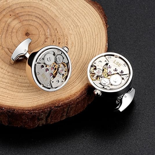 MERIT OCEAN Cuff Links Mens Steampunk Movement Shape, Cufflinks for Men Mens Shirt Vintage Gears, Cufflinks for Business Wedding Gifts