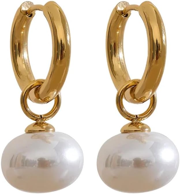 8YEARS Chunky Gold Hoop Earring for Women, 18K Gold Plated Lightweight Thick Hoops, Hypoallergenic Trendy Jewelry for Gift
