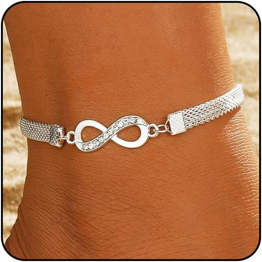 Ankle Bracelets for Women Waterproof Sparkly Anklets Tennis Rhinestone Anklets for Women Starfish Infinity Heart Cross Anklet Bracelet Beach Jewelry