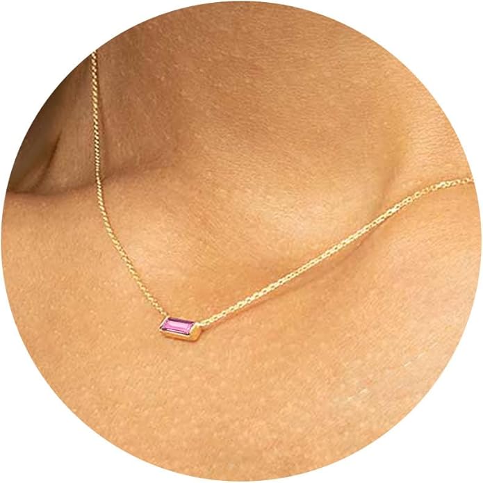 JSJOY Gold Birthstone Necklace for Women Dainty Birthstone Pendant Necklace for Teens Birthday Gifts Jewelry for Mothers Wife Grandma Graduation Gifts for Teenagers