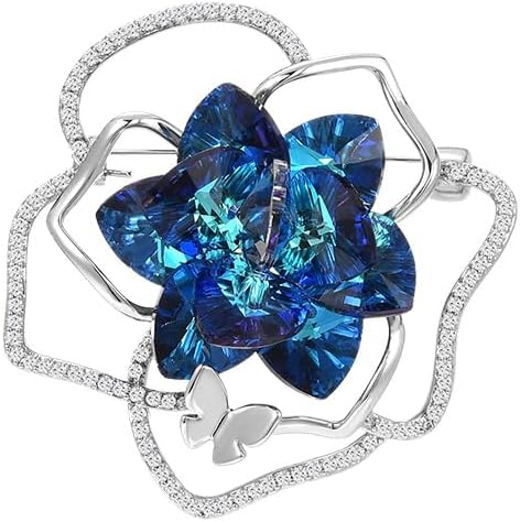 UNVAK Rhinestone Flower Brooch - Crystal Flower Pin for Women - Valentine's Day & Mother's Day Gift