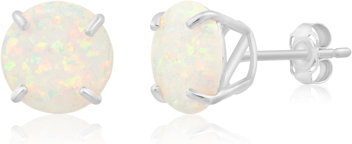 14k Gold Large Round Stud Earrings for Women | 9mm Birthstone Earrings | Gemstone Earrings for Women | Gemstone Stud Earrings for Women by MAX + STONE