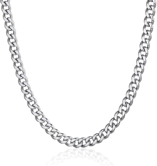 ChainsPro Chunky Miami Cuban Link Chains for Men,Stainless Steel Cuban Chain Necklace,4.8/6/10/14mm Width,No Tarnish& Thick Hip Hop Jewelry,18-30 inch Length, Black/Gold Plated/Silver,Send Gift Box