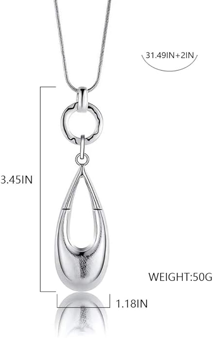 Long Necklaces for Women Waterdrop Pendant Sweater Layered Y Statement Bohemian Silver Chain Necklace with Gifts Box Jewelry