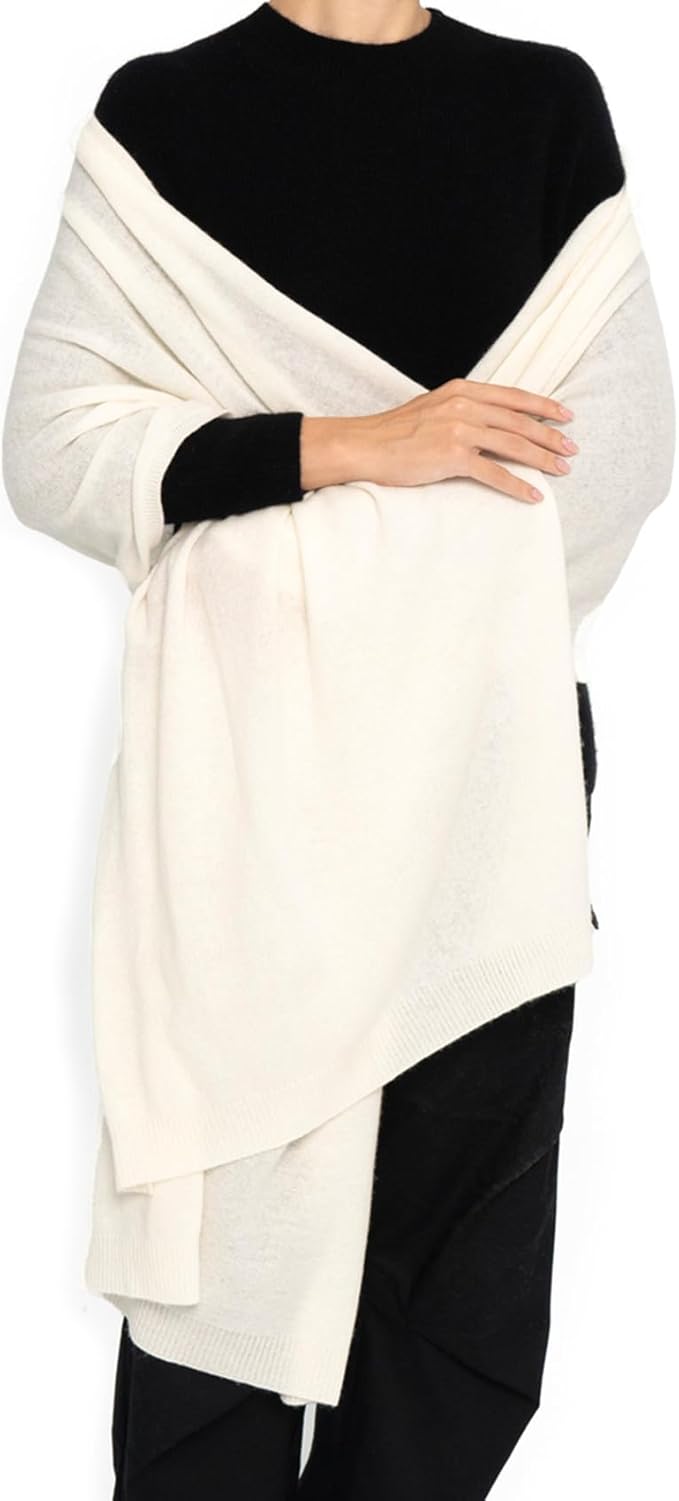 ENETIX Women's Cashmere Wool Oversized Shawl Wrap, Solid Color Pashmina Ultra Soft Stole Scarf for Women with Gift Box