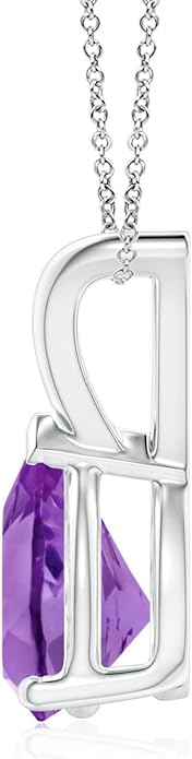 Angara Natural Amethyst Solitaire Pendant for Women | V-Bale Pear-Shaped Amethyst Solitaire Pendant in 14K Solid Gold/Silver/Platinum | February Birthday, Anniversary, Gemstone Jewellery Gift