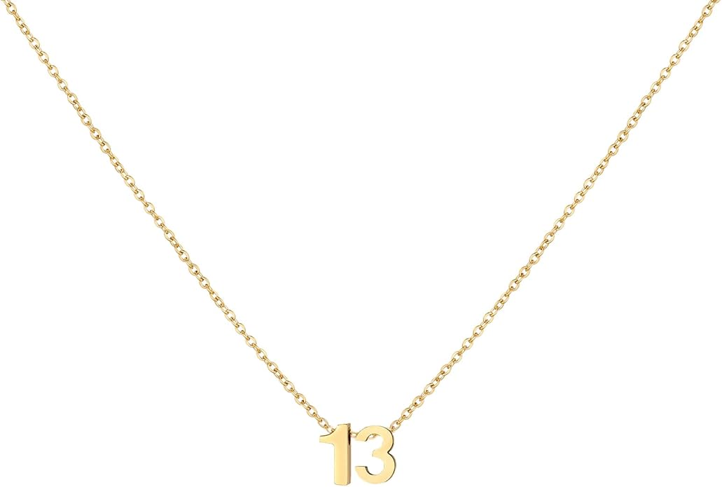 Number Necklace for Women Dainty 18K Gold Plated Pendant Necklace Charm Birth Month Personalized Jewelry Birthday Gift