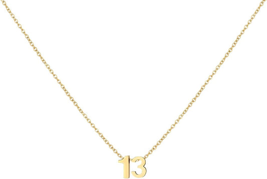 Number Necklace for Women Dainty 18K Gold Plated Pendant Necklace Charm Birth Month Personalized Jewelry Birthday Gift