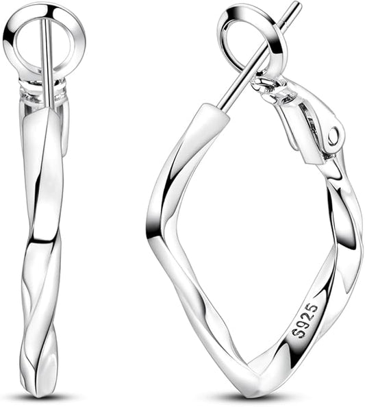 NARMO 925 Sterling Silver Hoop Earrings for Women Hypoallergenic Lightweight Simple Huggie Hoop Earrings Twisted Hoop Earrings Colorful Cubic Zirconia Hoop Earrings Rainbow Hoop Earrings
