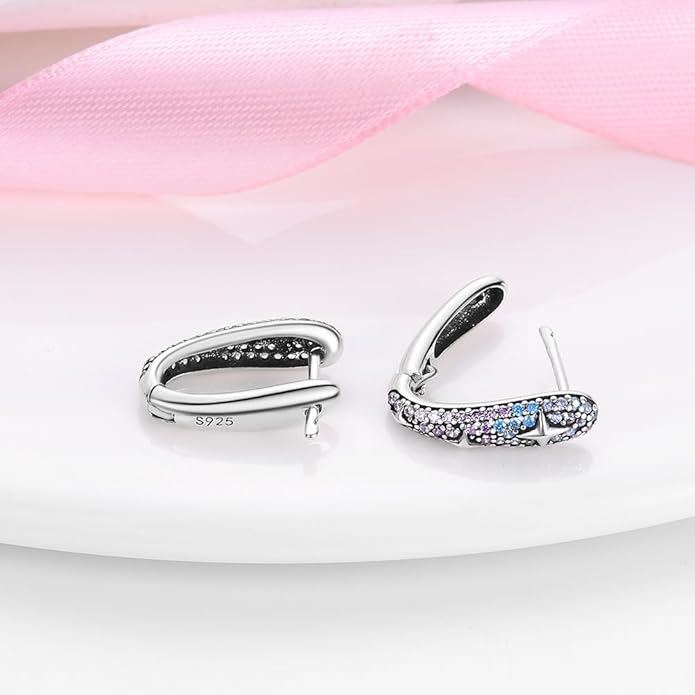 925 Sterling Silver Women Earrings, Sparkling Star and Moon Earrings, Various Hypoallergenic Earrings, Best Gift for Women
