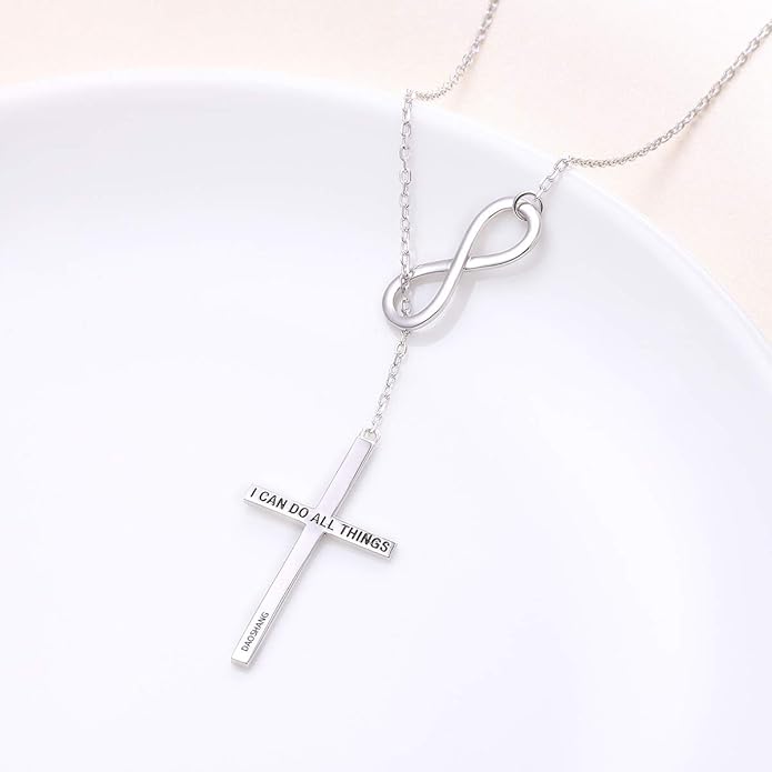 S925 Sterling Silver Y Necklace for Women butterfly/infinity Cross Necklace Lariat Necklace Drop Necklaces Y Necklace Jewelry for Women