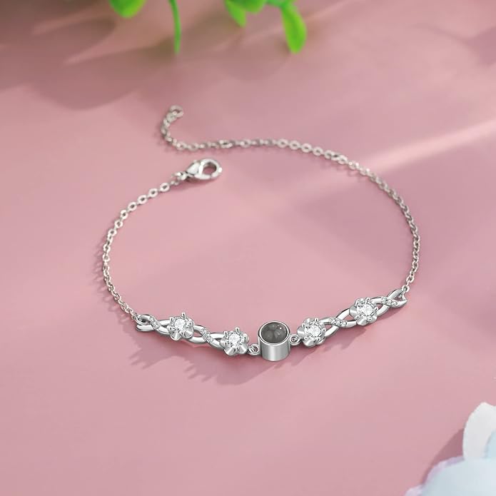 ROSI Personalized Bracelets with Picture Inside, Custom Projection Bracelets with Photos, Picture Bracelet Personalized Photo Gifts, Memorial Gifts for Women Mom Family Couple Girl