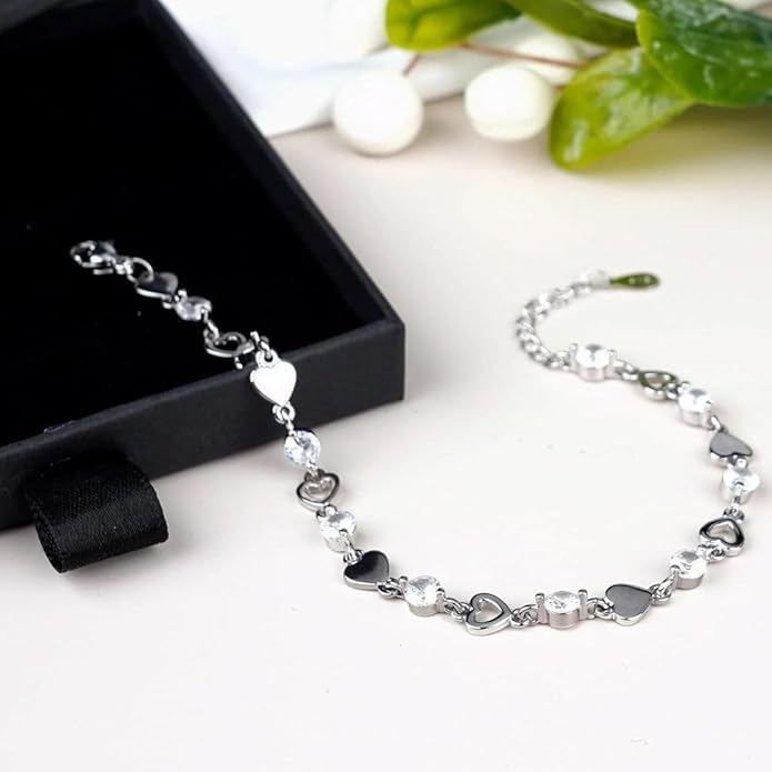 To My Granddaughter Heart Bracelet, Meaningful Jewelry Gift, Bracelet For Granddaughter from Grandma Grandpa with Message Card and Box on Christmas, Birthday, Graduation, Bracelets For Women