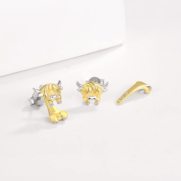 Animal Jacket Earrings for Womens 925 Sterling Silver Axolotl Pug Cat Goat Earrings Cute 3D Earrings Jacket Hypoallergenic