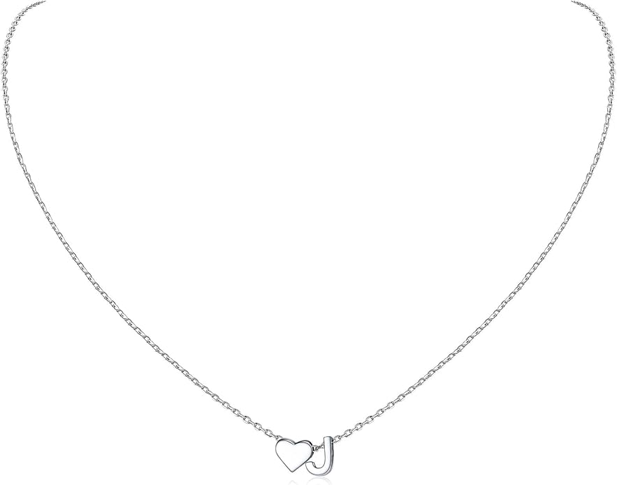 ChicSilver 925 Sterling Silver Heart Initial Necklaces for Women -Dainty Personalized Heart Pendant Letter Alphabet Necklace for Women