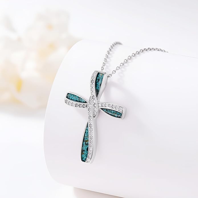 Cross Necklace for Women 925 Sterling Silver Cross Pendant Religious Christian Jewelry Faith Easter Gifts for Wife