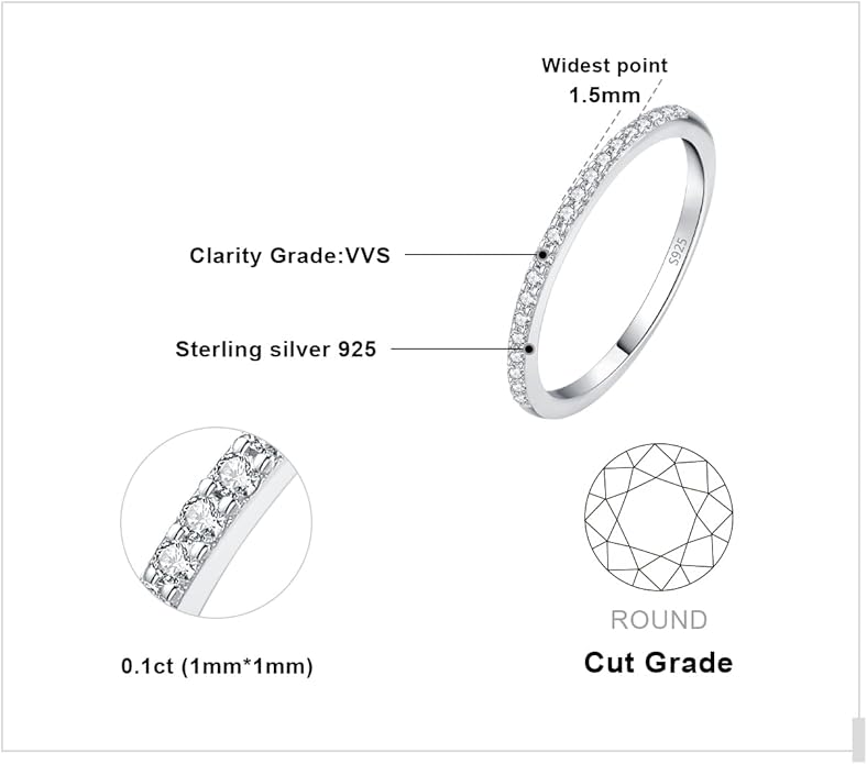 JewelryPalace 14K Gold Plated 925 Sterling Silver Rings for Women, Cubic Zirconia Promise Rings for Her, Stackable Wedding Bands Rings for Women Set Size 4-12