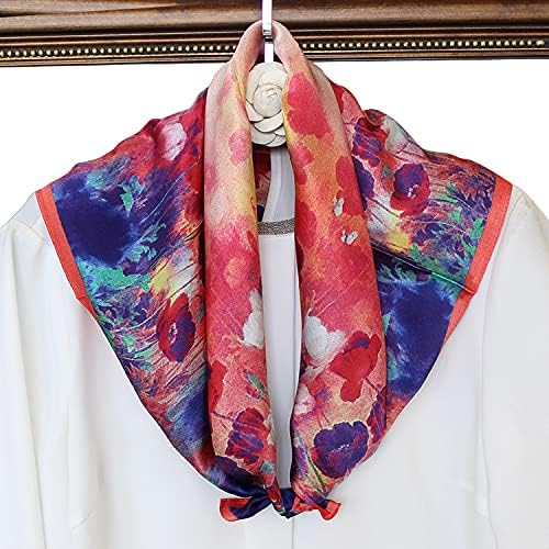ANDANTINO 100% Mulberry Silk Scarf -21” Lightweight Square Neckerchief – Breathable Digital Printed Scarves with Gift Packed