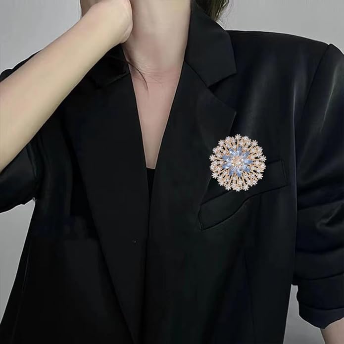 Rhinestone Flower Brooch Pin for Women Red Black Purple Flower Broochs Pin Hat Christmas Brooch Jewelry
