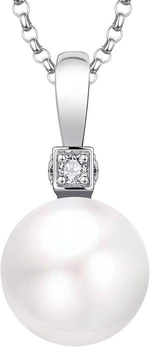 925 Sterling Silver Freshwater Cultured Pearl Pendant Necklace JO WISDOM Jewelry for Women,Girls