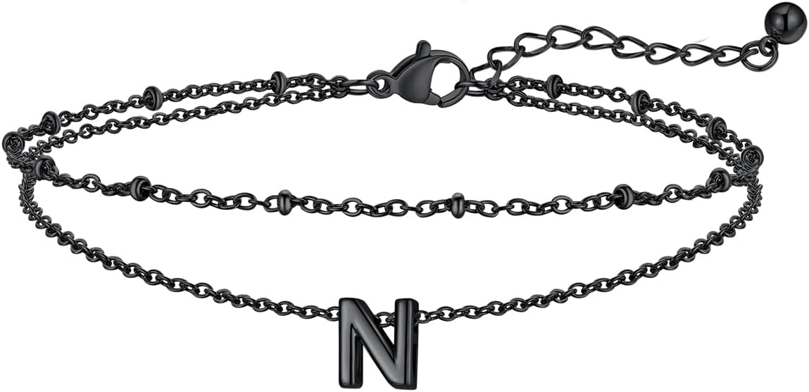 FaithHeart Initial Ankle Bracelets for Women, Waterproof 14k Gold Plated Initial Anklets Non Tarnish Stainless Steel Layered Anklet Summer Beach Foot Jewelry