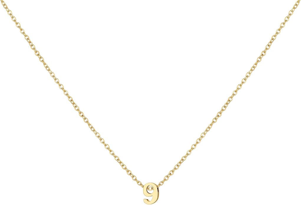 Number Necklace for Women Dainty 18K Gold Plated Pendant Necklace Charm Birth Month Personalized Jewelry Birthday Gift