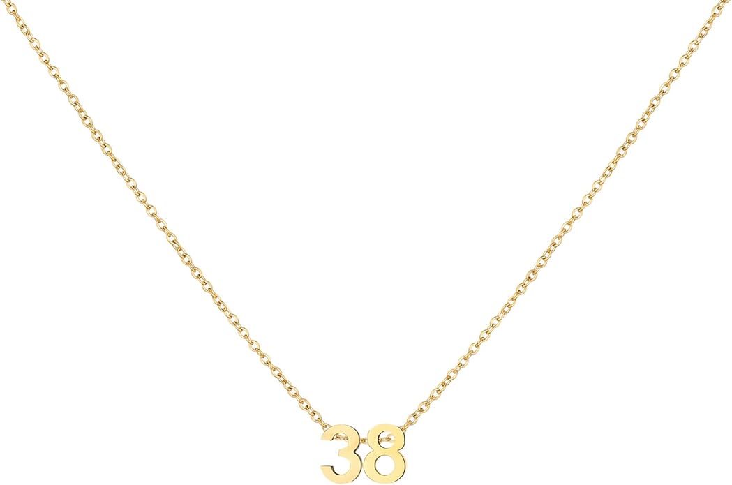Number Necklace for Women Dainty 18K Gold Plated Pendant Necklace Charm Birth Month Personalized Jewelry Birthday Gift