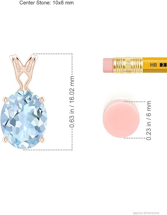 Angara Natural Aquamarine Solitaire Pendant for Women | Vintage in 14K Solid Gold/Platinum With 18" Chain | March Birthday, Anniversary, Gemstone Jewelry Gift