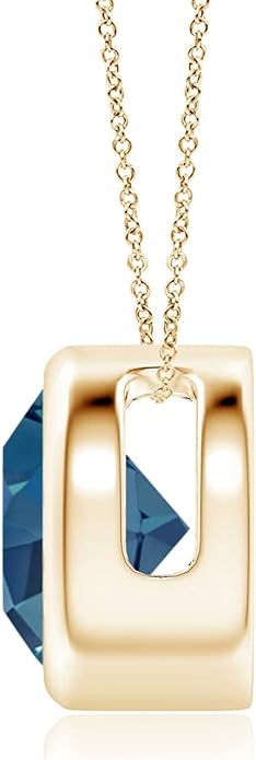 Angara Natural London Blue Topaz Solitaire Pendant for Women | Round Blue Topaz Pendant Necklace in 14K Solid Gold/Silver/Platinum With 18" Chain | December Birthday, Gemstone Jewelry Gift