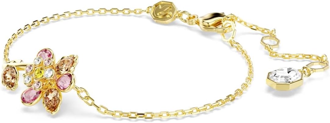 Swarovski Idyllia bracelet, Mixed cuts, Flower, Multicolored, Gold-tone finish